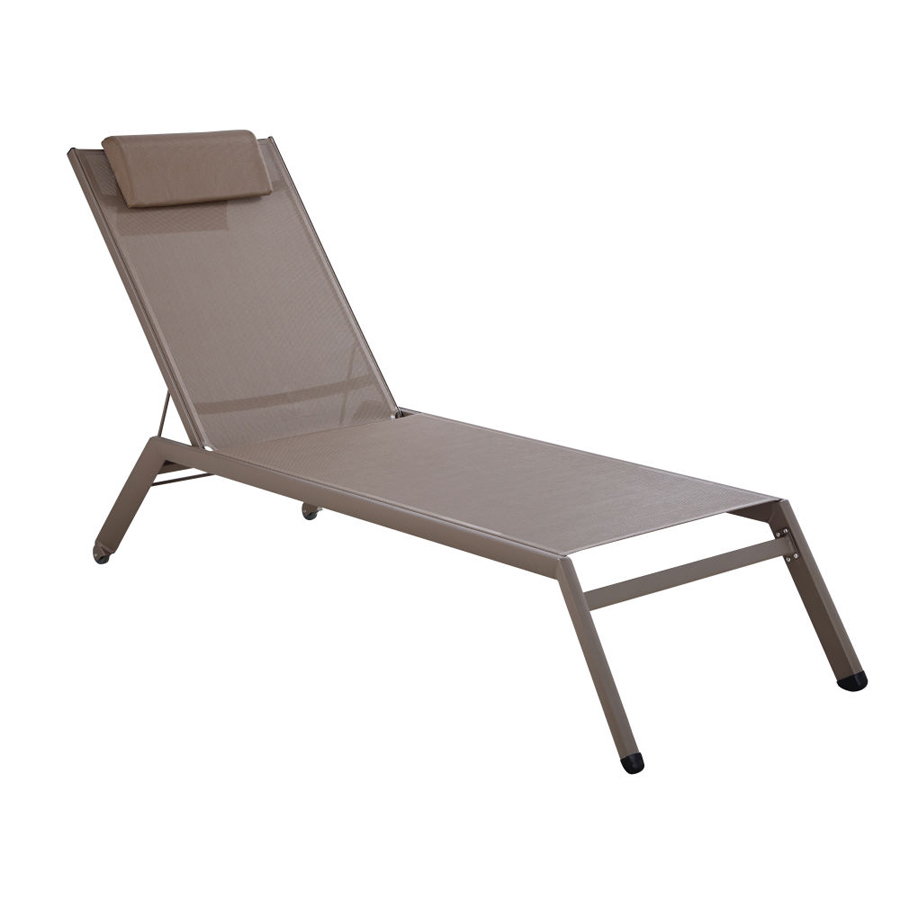 Bain de soleil Yuzu en aluminium et toile plastifiée taupe