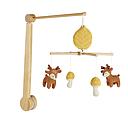 Mobile musical bébé Mimizan, cerf et champignons en coton tricoté
