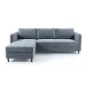 Canapé d'angle convertible Olivia 4/5 places en velours gris pastel 