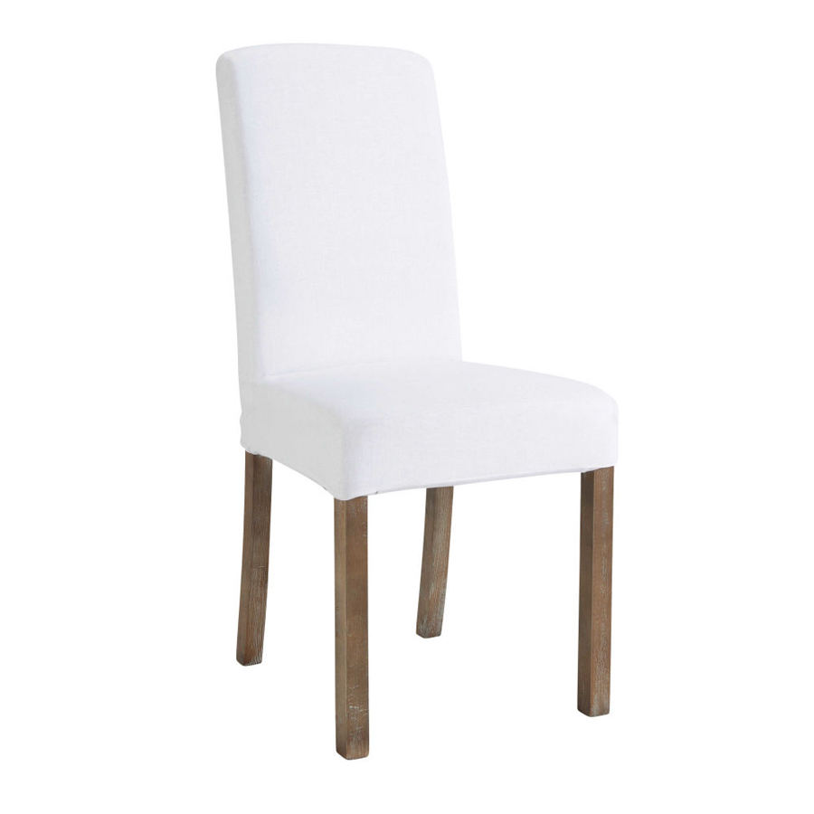 Housse de chaise Margaux en lin lavé blanche