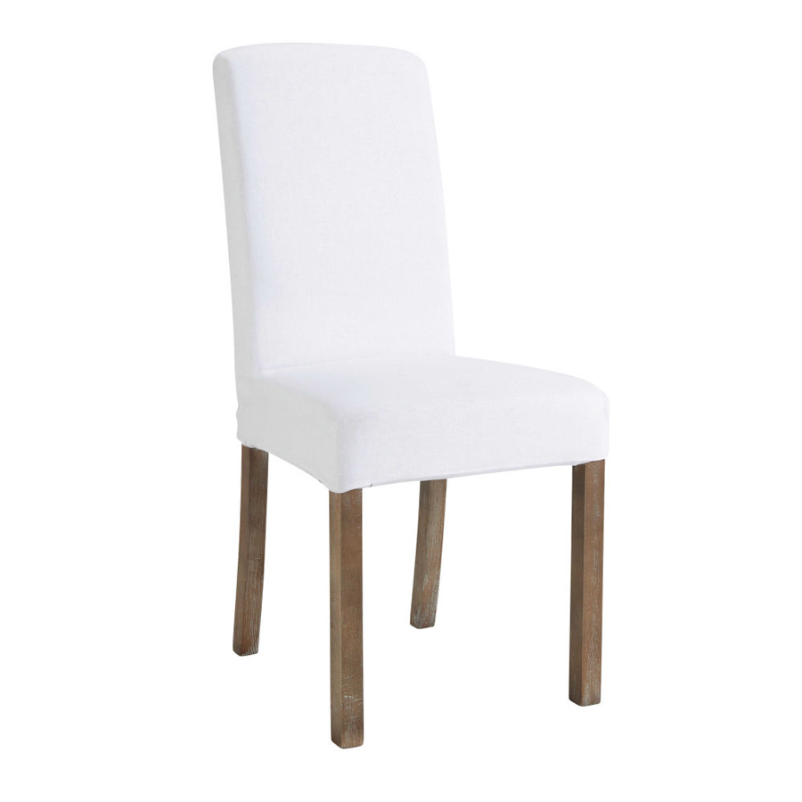MARGAUX - Housse de chaise en lin lavé blanche