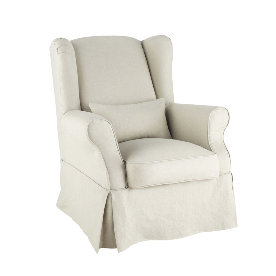 Housse de fauteuil en coton mastic Cottage