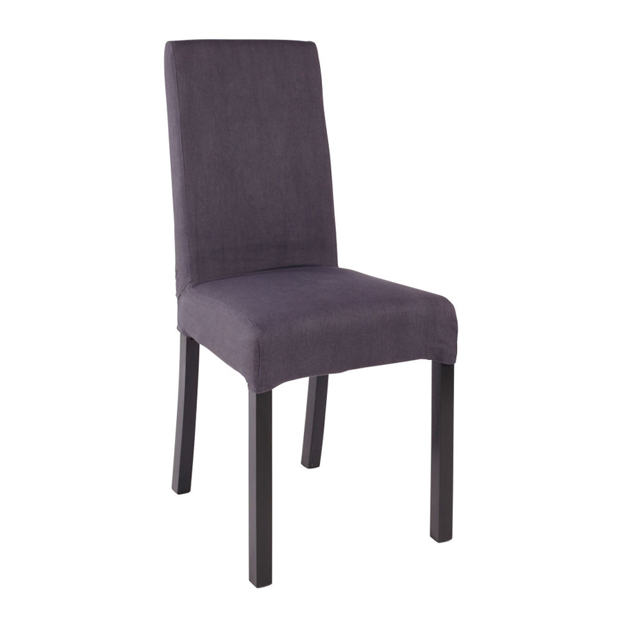 Housse de chaise Margaux en coton gris charbon