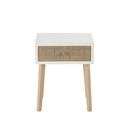 Table de chevet Ysee en pin et rotin tressé, 1 tiroir pratique