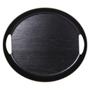 [BAD138013CV] CLASSIC - Plateau ovale en bois noir 46x41 cm