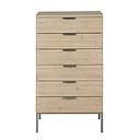 Semainier Lanester 6 tiroirs finition blanchie et métal gris