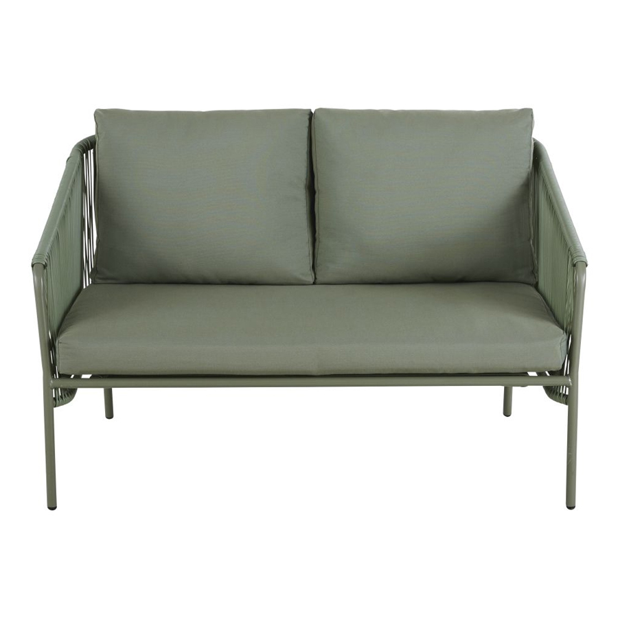 Canapé de jardin Arun 2 places en résine & métal vert kaki