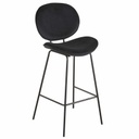 Chaise de bar Luna velours et acier noirs