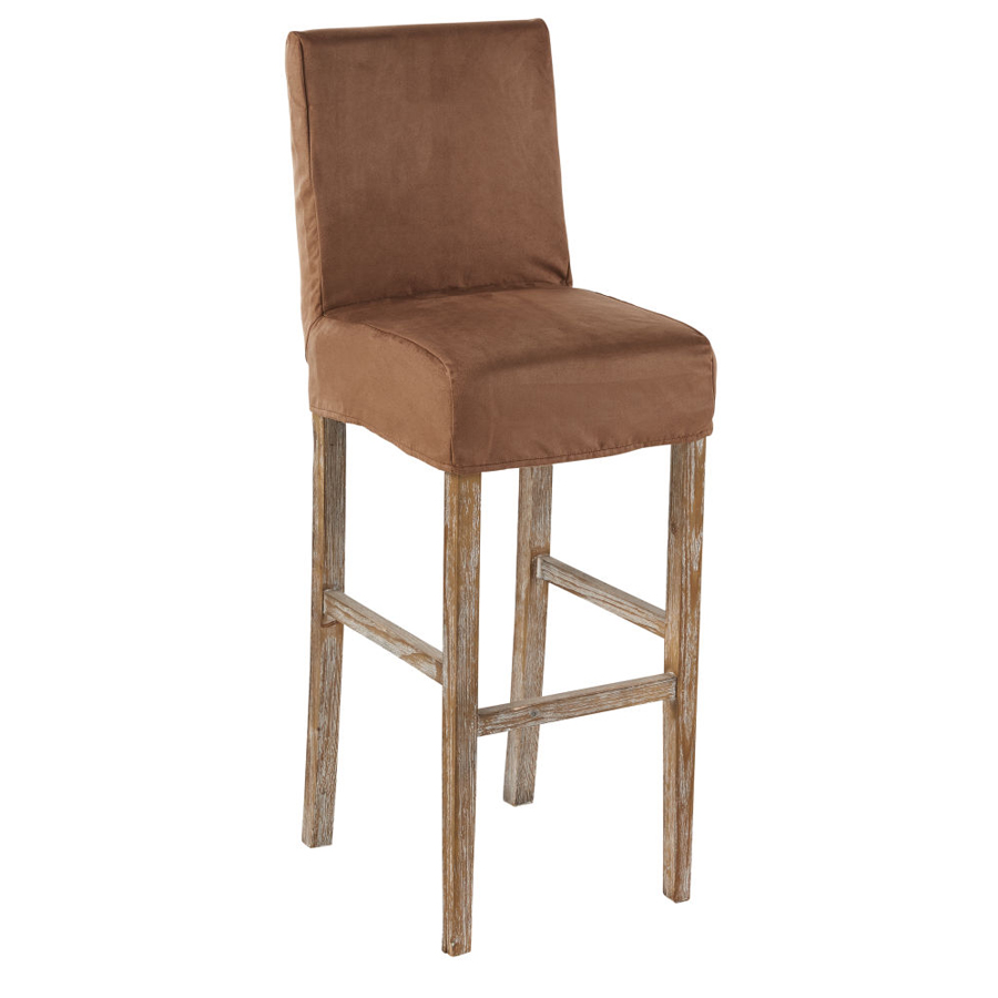 Housse de chaise de bar Boston en suédine chocolat