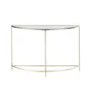 Console meuble Midtown arrondie en métal coloris laiton et verre 