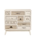 Cabinet de rangement 10 tiroirs Rumba en sapin blanc effet vieilli
