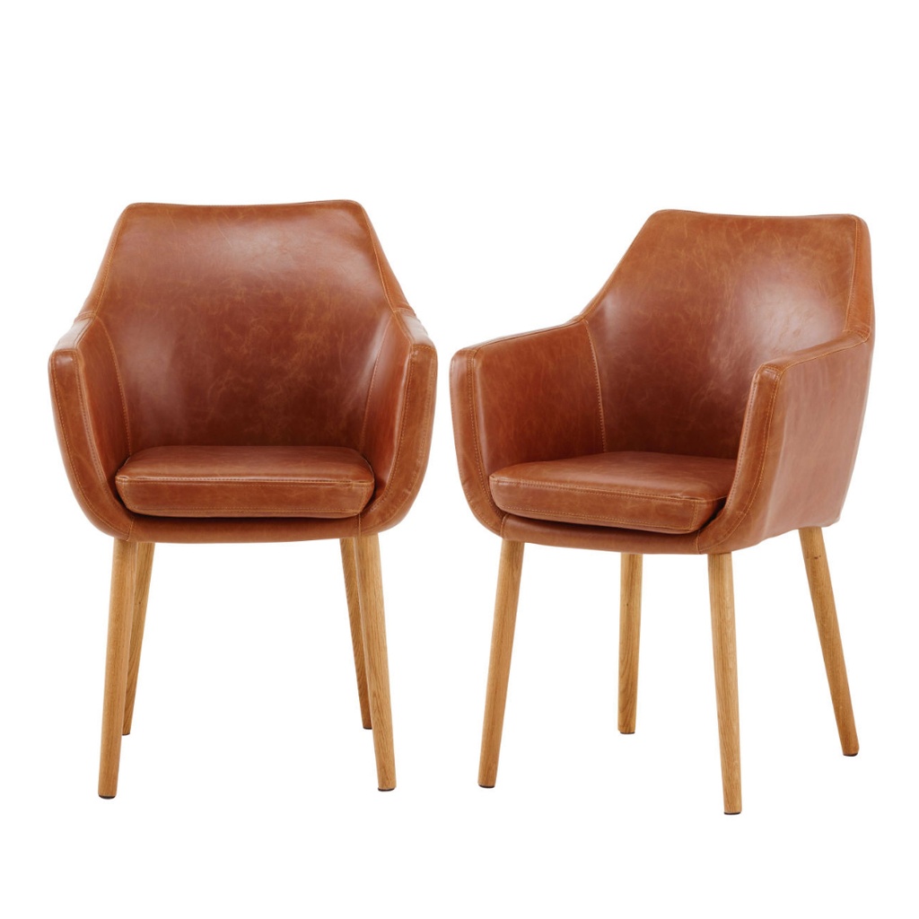 Lot 2 Fauteuils Davis avec design vintage en cuir