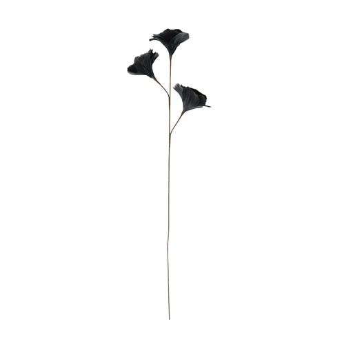 Fleur en plume ornement Flower 3 fleurs en plume gris foncé
