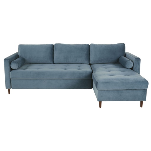 Canapé d'angle convertible Olivia 4/5 places en velours bleu