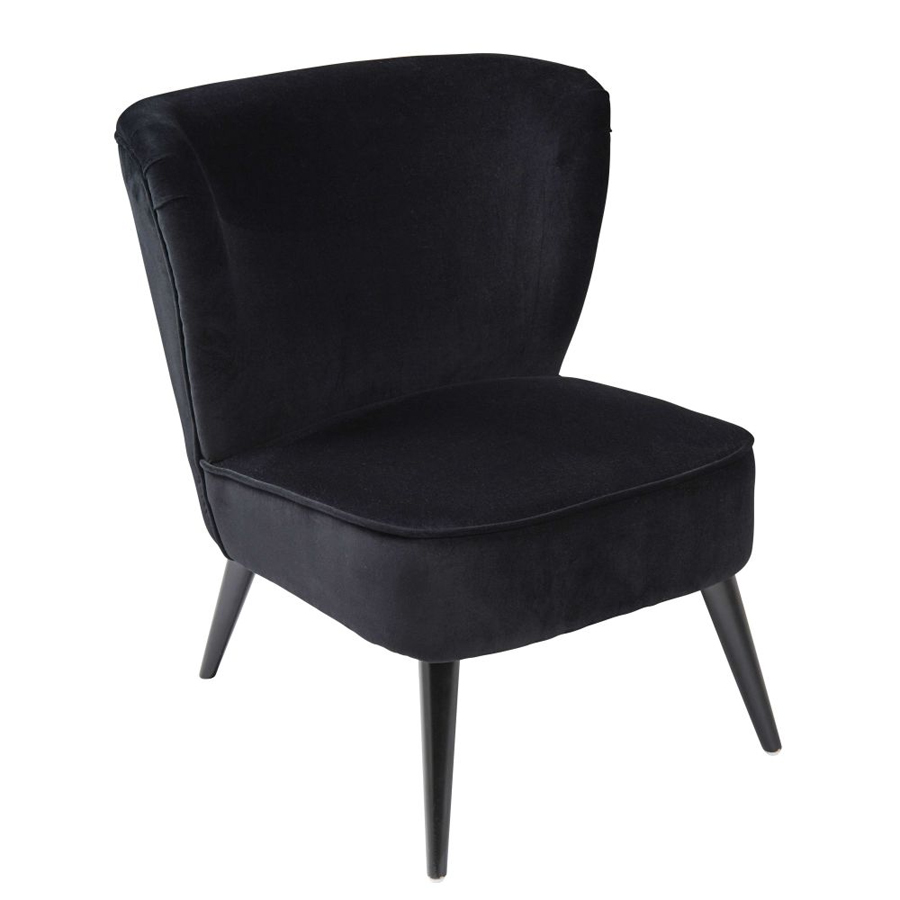 Fauteuil Palm en velours de coton noir