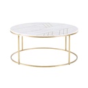 Table basse ronde Izmir en marbre blanc et fer doré