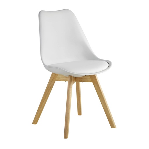 Chaise ICE style scandinave blanc éclatant et hévéa