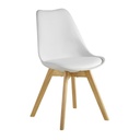 Chaise ICE style scandinave blanc éclatant et hévéa