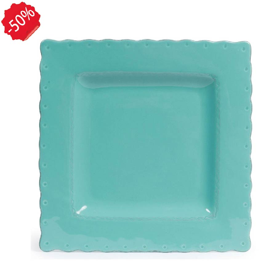 Assiette plate turquoise CASSIS