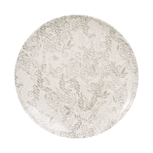 Assiette à dessert Cosy-Blue en faïence motif floral gris