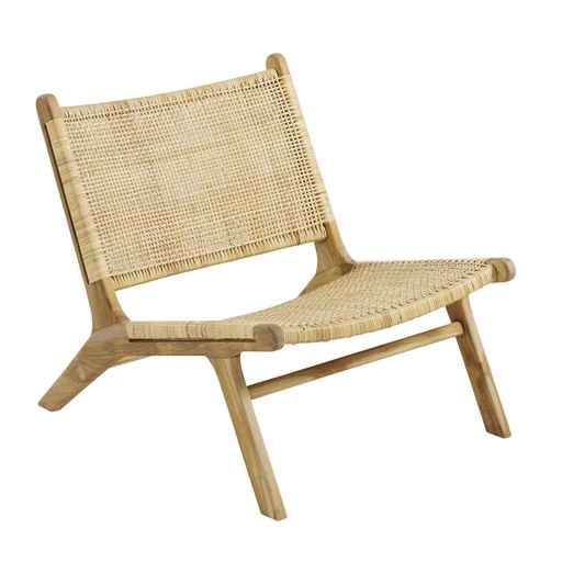Fauteuil Ticao en rotin tressé et bois de teck recyclé naturel