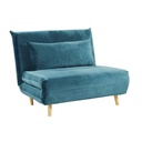 Banquette NIO clic-clac 1 place en velours bleu pétrole