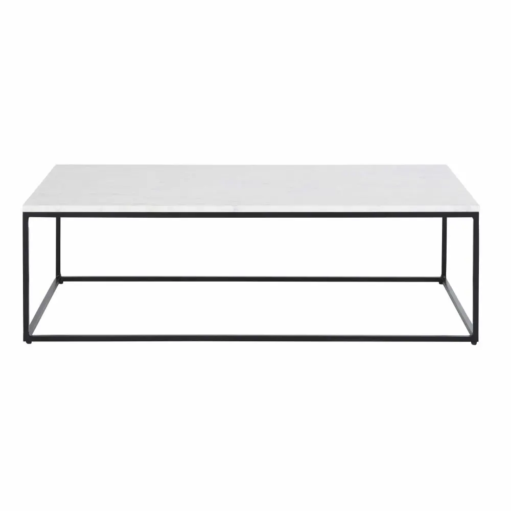 Table basse Marble en marbre blanc et métal noir