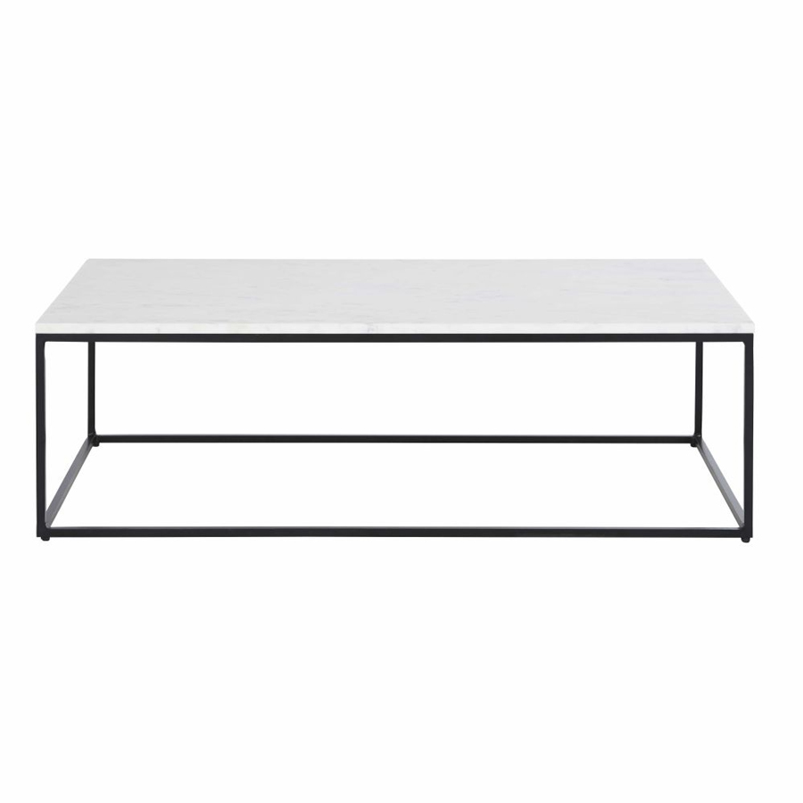 Table basse Marble en marbre blanc et métal noir