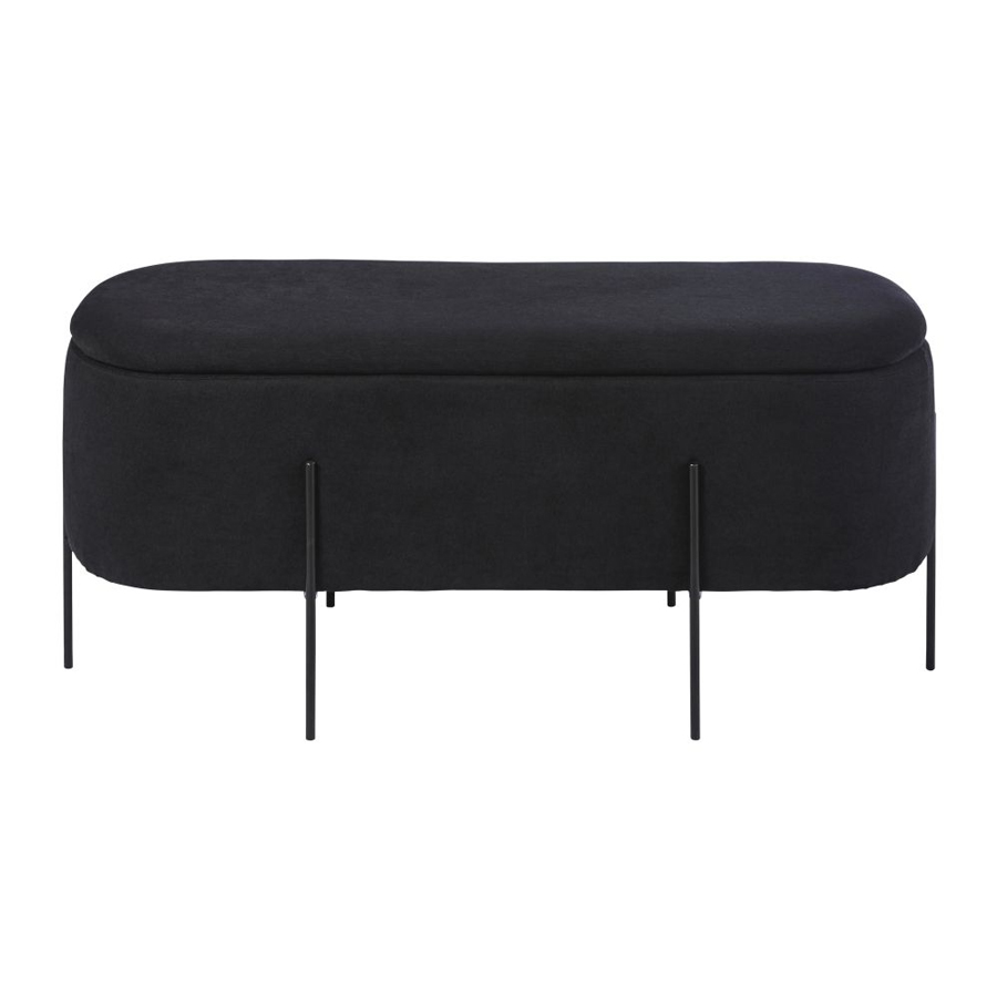 Banquette coffre Allister en velours noir