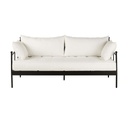 Canapé de jardin Marignane 3 places en acier noir et coussins blanc cassé