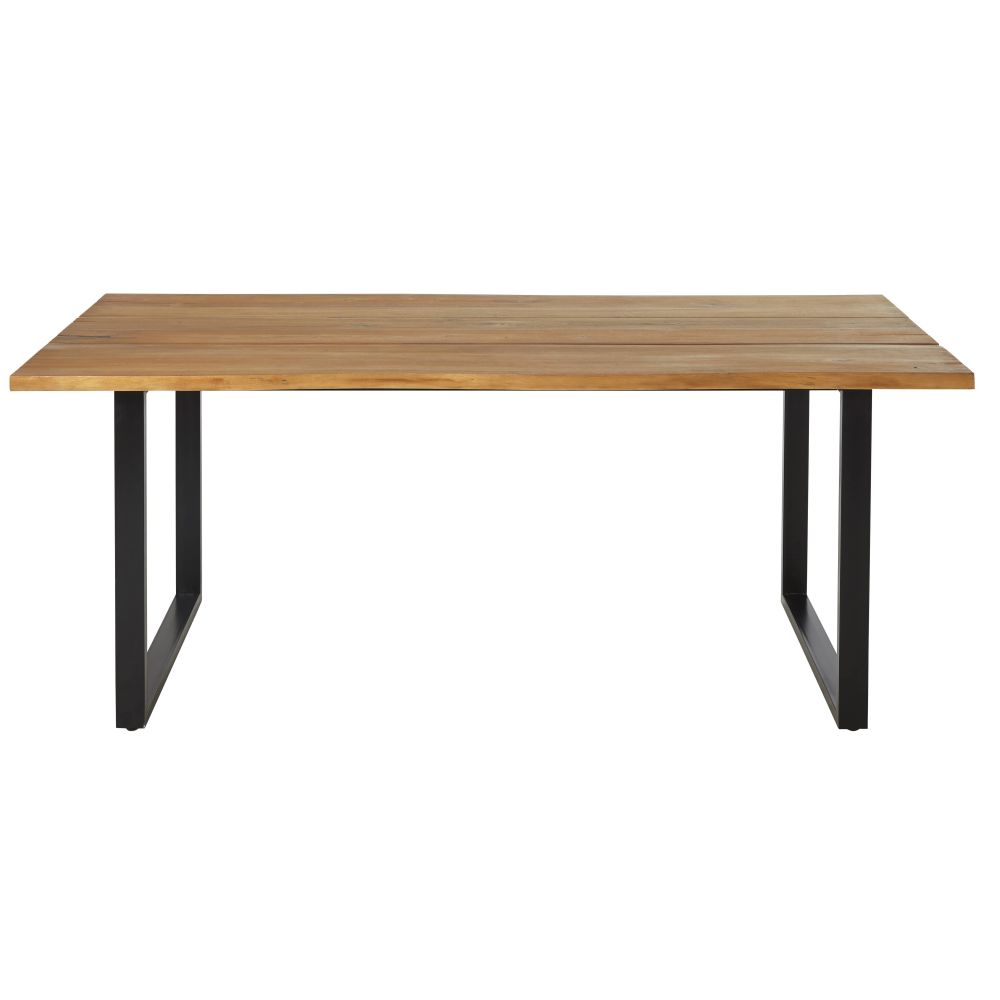 Table de jardin Pianosa en acacia massif et métal noir 6/8 personnes