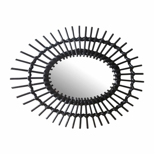 Miroir noir en rotin ovale noir 45x59 cm
