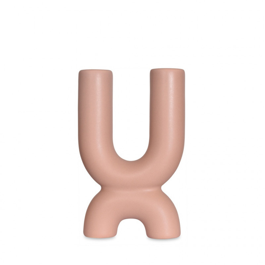 CERAMIC - Bougeoir 2 branches nude 3.8xH17.2cm