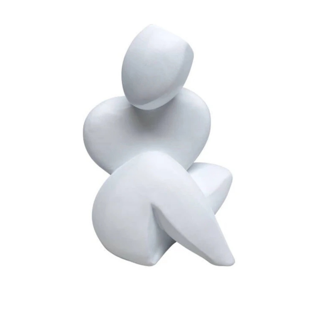 Déco Assise en grès cérame blanc