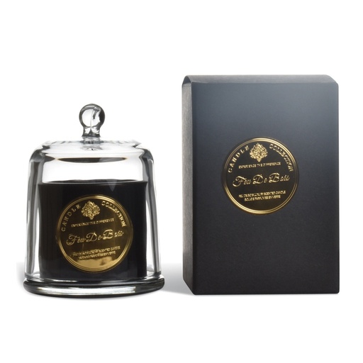 Bougie en verre effet boisé cloche noire