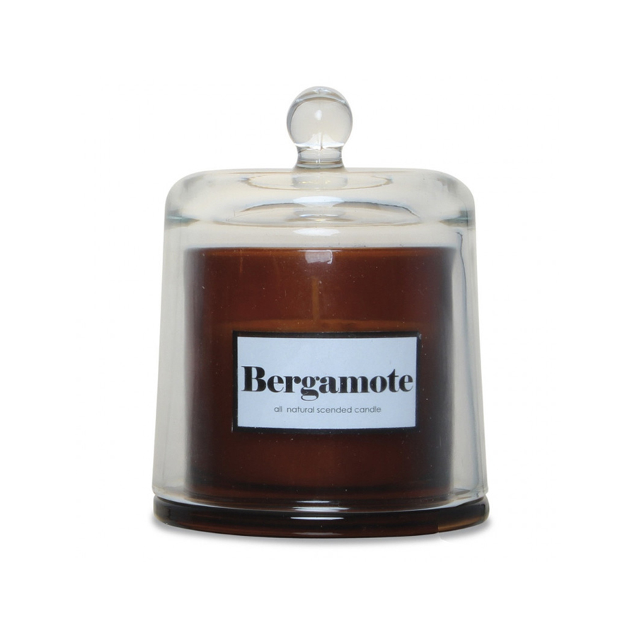 Bougie en verre fragrance bergamote cloche ambre pétillante