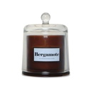 Bougie en verre fragrance bergamote cloche ambre pétillante