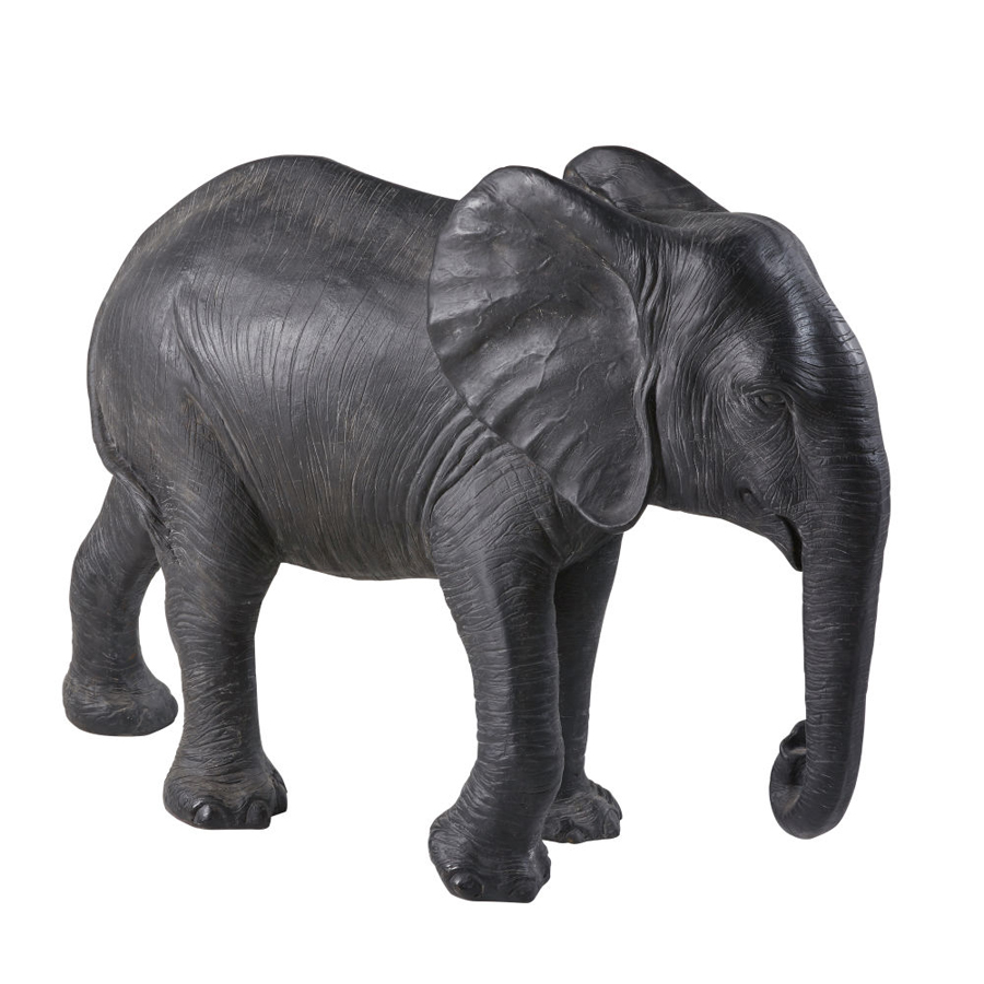 Statue éléphant Haiti noire mate décorative