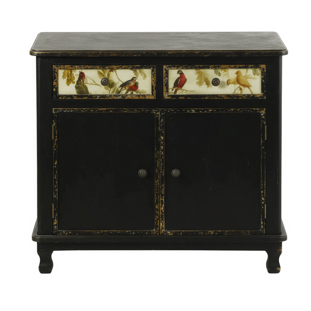 Buffet Perroquet 2 portes 2 tiroirs noir