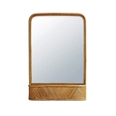 Miroir Maria avec étagère en rotin beige