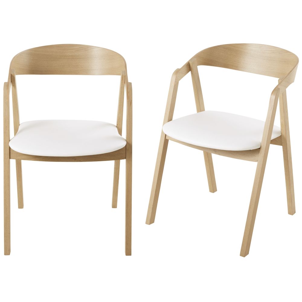 Lot 2 Chaises professionnelles Oakham Business en hêtre et textile blanc
