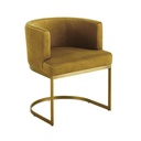 Fauteuil vintage Requiem en velours jaune moutarde