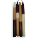 Set de 4 bougies longues bicolores marron