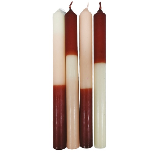 Set de 4 bougies longues bicolores nudes