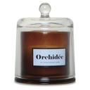 ORCHIDEE - Bougie cloche en cire ambre et blanc 8,5 H11,5cm