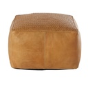 Pouf Durban en cuir de buffle camel tressé