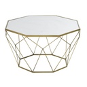 Table basse Blossom en marbre blanc et métal coloris laiton doré