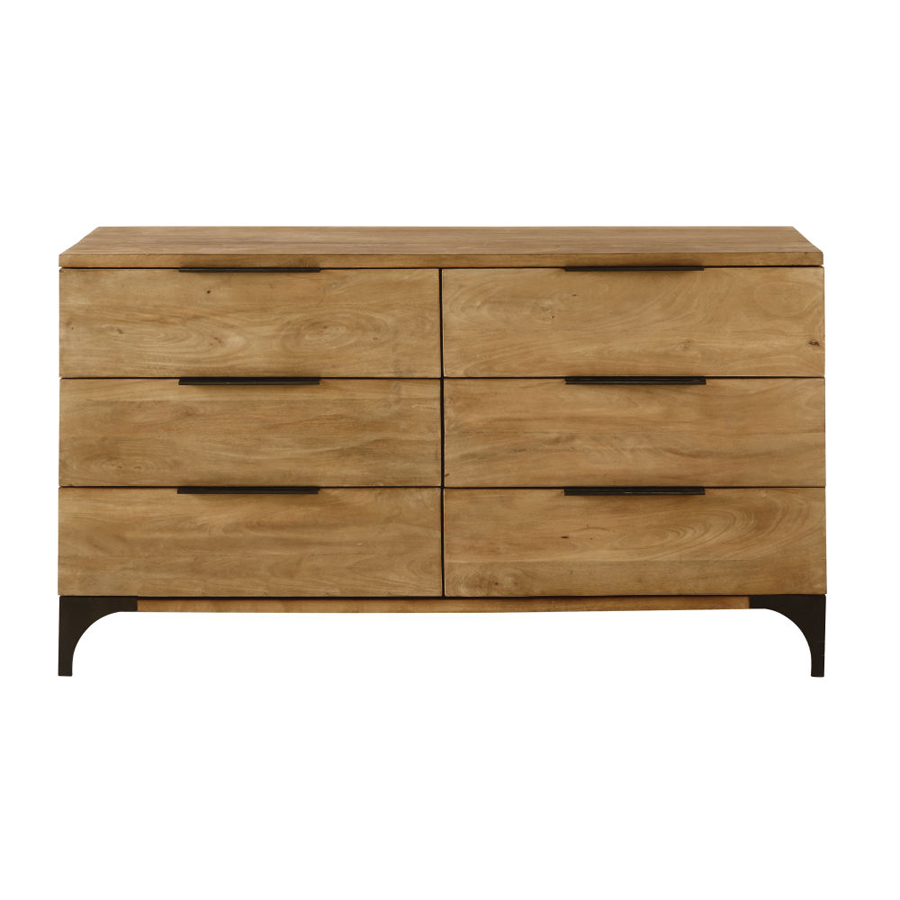 Commode double Metropolis  6 tiroirs en bois de manguier massif