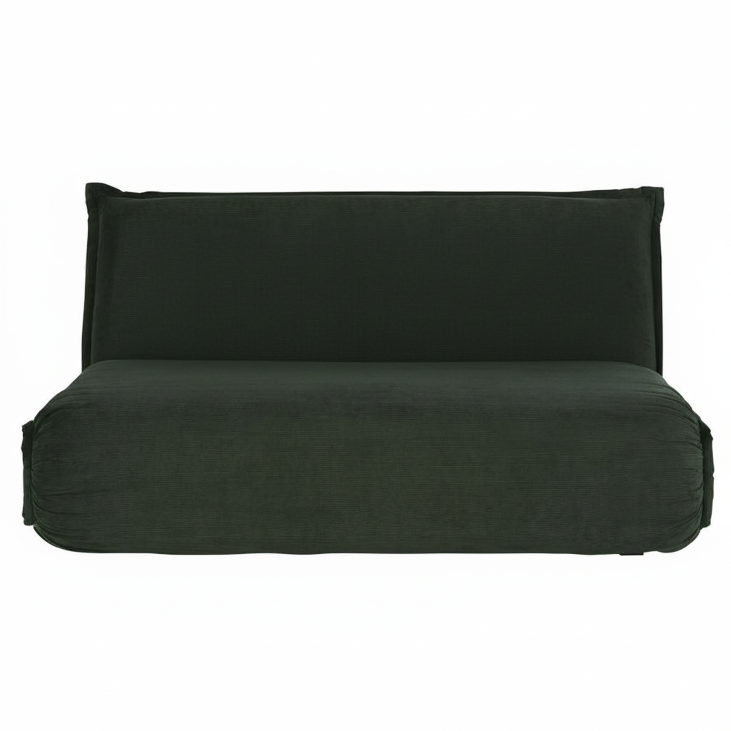 Canapé clic-clac Hallen 2 places en velours côtelé vert