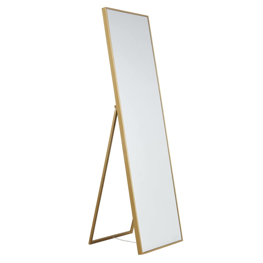 Miroir Hugo sur pied en métal doré 169x50